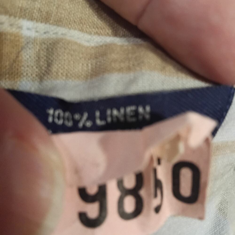 Alan Flusser 100% Linen Shirt Sz. 2X Beige Plaid - Picture 5 of 5